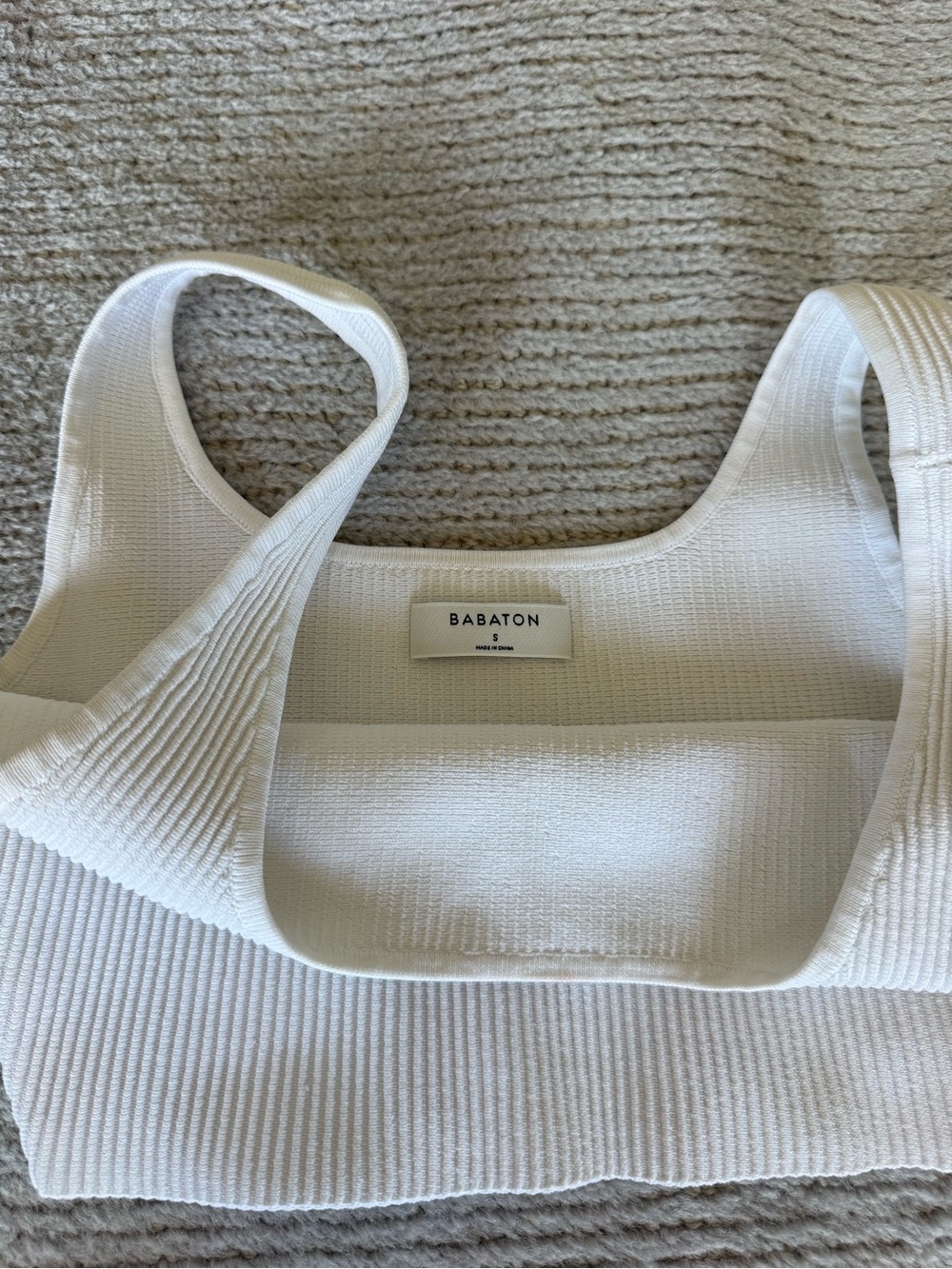 Aritzia Cream Ribbed Square-Neck Crop Tank - Picture 2 of 2